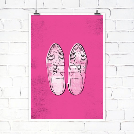 Pretty in Pink Movie Art Print Duckie's Shoes by hollyillustrates