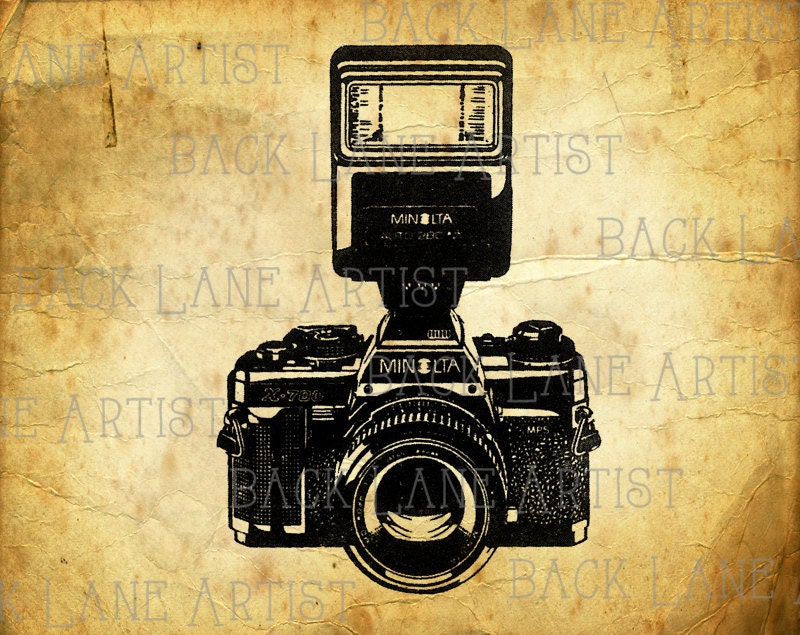 Vintage Film Camera Clipart Lineart Illustration Instant