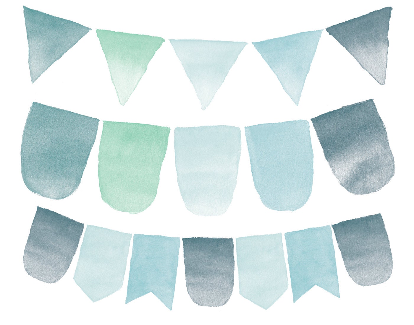 Watercolor Bunting Banners Clipart Overlays 74 Transparent