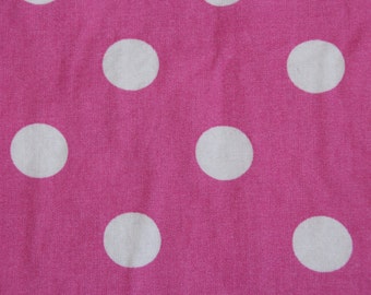 Baby Crib Sheet or Toddler Bed Sheet - Pink with Big White Polka Dots