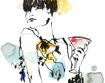 Watercolor Fashion Illustration Giclee print on 300gsm paper