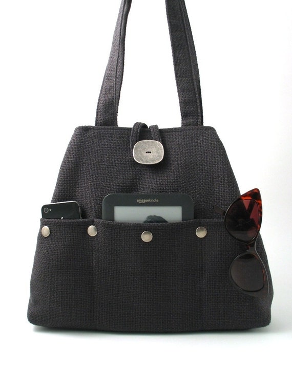 gray handbag fabric tote bag grey purse shoulder bag