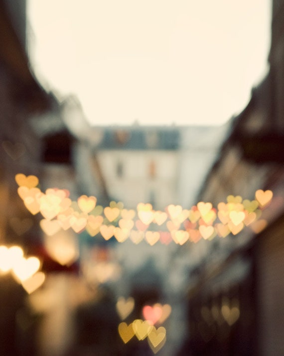 Paris Street with Heart Shaped Lights, Paris Photography, Spring, Romance, Love, Pastel Wall Art - The Heart Has It's Reasons