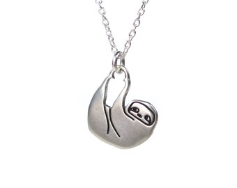 Little Sloth Necklace - Sterling Silver Sloth Pendant or Charm