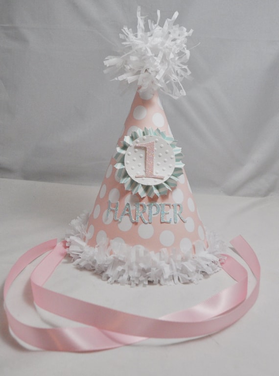 Shabby Chic Party Hat 1st Birthday Girl Personalized