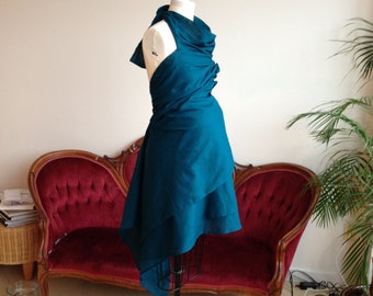 Maternity Draped Halter Dress, Backless Dress, Teal, Cocktail Dress ...