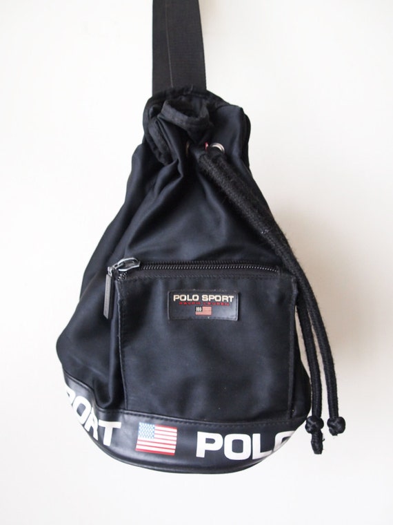 RALPH LAUREN // Vintage 90s Polo Sport Bag Duffle Black Bucket