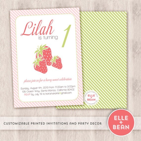 berry sweet. strawberry birthday party invitation and decor collection. Il_570xn