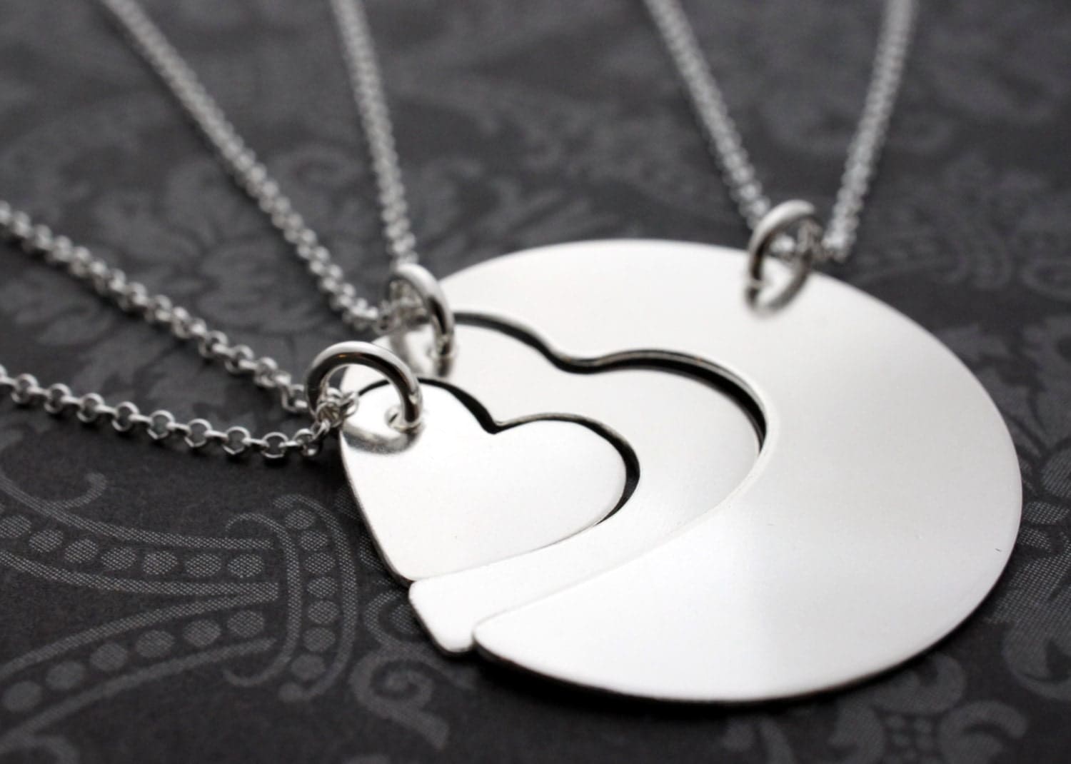 Grandmother Daughter Granddaughter Necklace Set Hand Cut