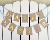 Happy Easter Banner - Embossed Easter Eggs - READY TO SHIP - Easter Home Decor Happy Easter Decoration Easter Sign Holiday Home Decor Il_170x135