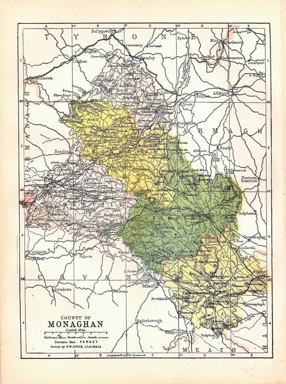 1899 Antique Map of County Monaghan Ireland