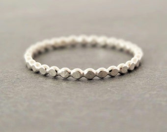 Sterling Silver Ring hammered Thumb Ring Flat Bubble Ring Stacking Ring stack ring