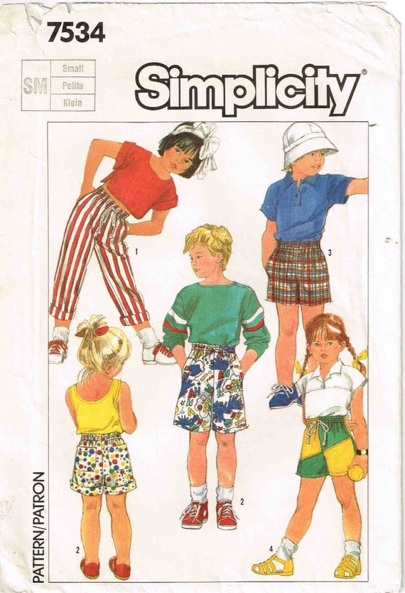 Children Jams Shorts Bermuda Length Simplicity 7534 Sewing Pattern