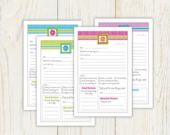 Summer Camp Stationery - Digital - Instant download - fill in note for camp