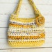 Bright Colors Rag Bag --- upcycled Recycled Fabric Crocheted Purse --- Yellow and White --- Tagt Team