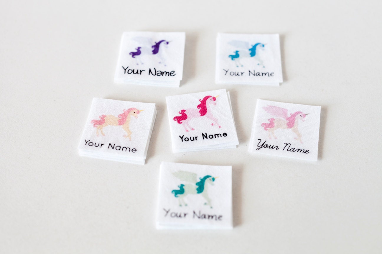 unicorn name tags iron on name labels set of 75