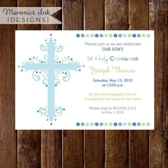 First Communion or Baptism Invitation (Boy) - PRINTABLE INVITATION DESIGN Il_570xn