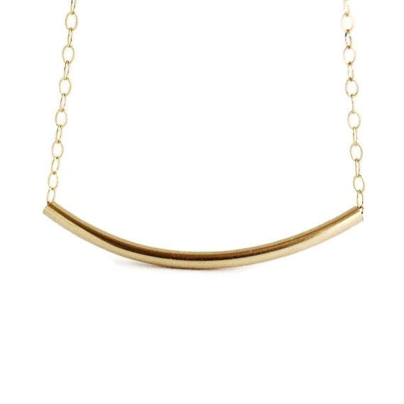 Gold Filled Tube Necklace Geometric Modern Minimal