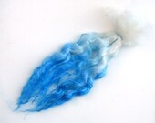 17 in extra long wool locks white cobalt blue fusion for  reroot Doll Hair - Blythe, BJD, abjd, Art Dolls,  spinning and felt