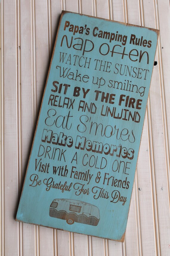 Camper Sign camping Rules sign CUSTOM Rules by Wildoaks on Etsy