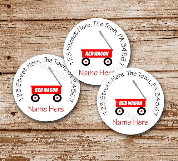 Set of 20 Red Wagon Address Labels, Stickers | Personalized Return Address Labels Il_570xn