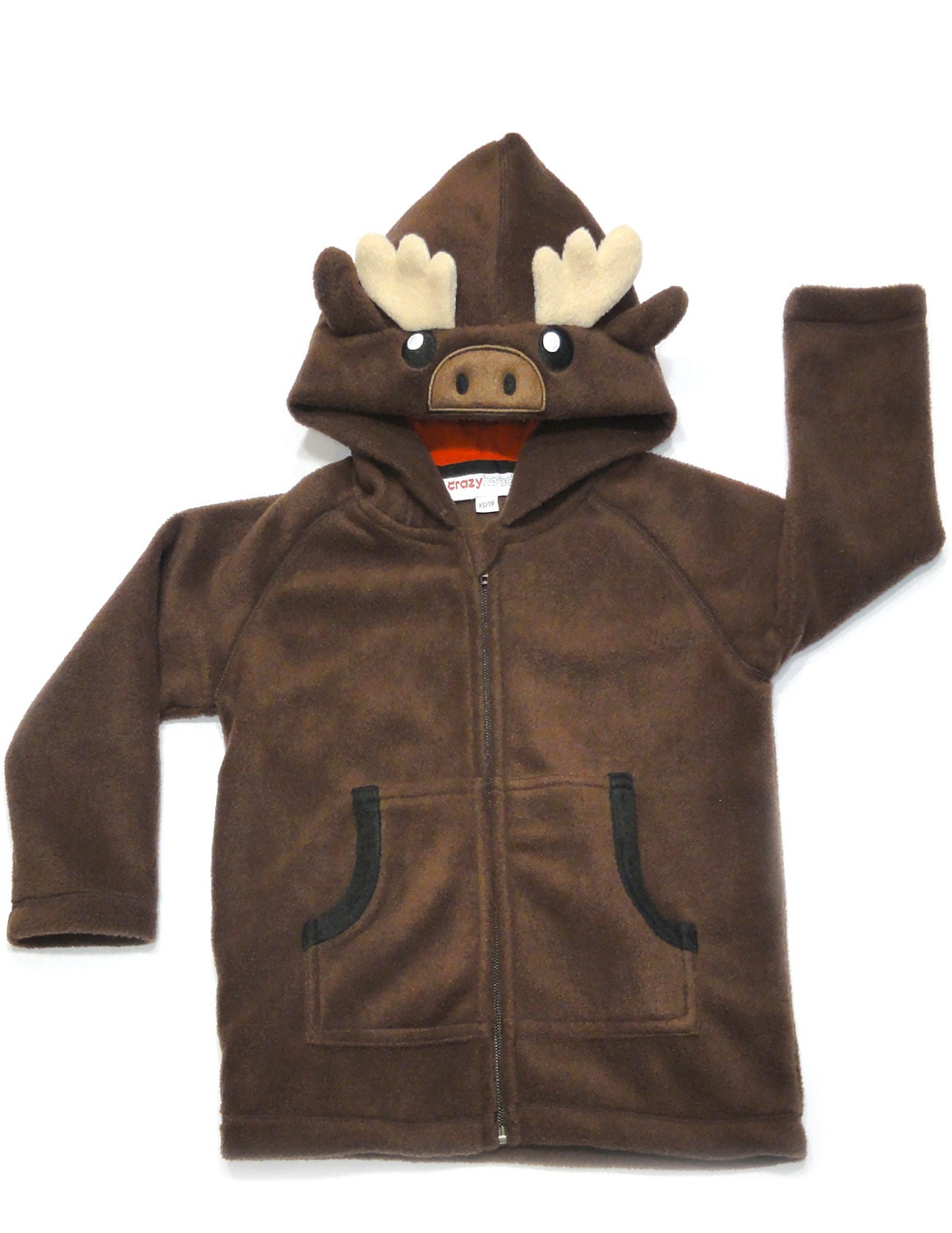 Kids Moose ear zip up hoodie by crazyheads/Boys and by punchbrand