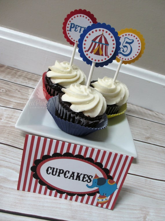 Circus Party Custom Cupcake Toppers - Under the Big Top Collection Il_570xn