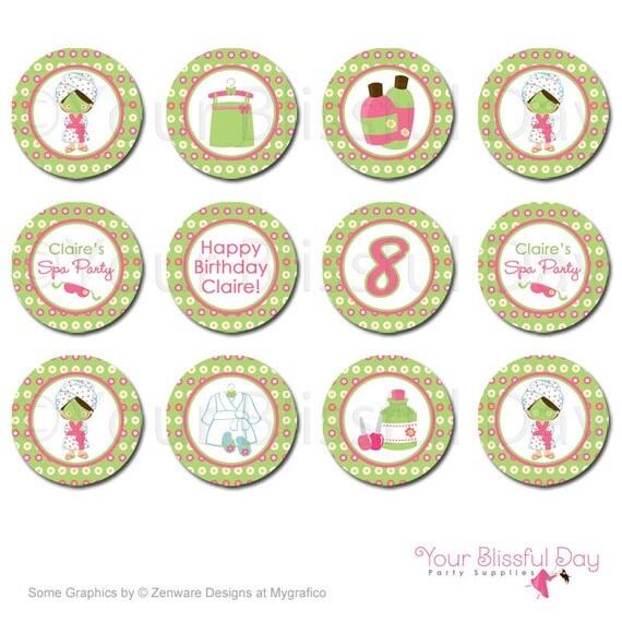 PRINTABLE Girl Spa Party Circles (Character of your choice) #586 Il_570xn