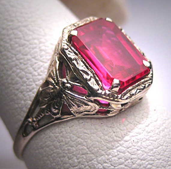 Antique Ruby Ring Wedding Vintage Art Deco by AawsombleiJewelry