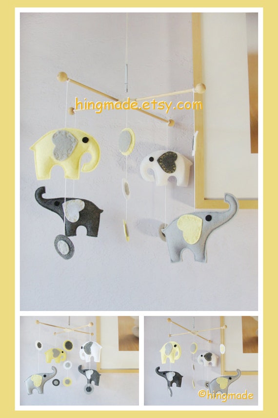 Baby Mobile Baby Crib Mobile Elephant Mobile Polka by hingmade