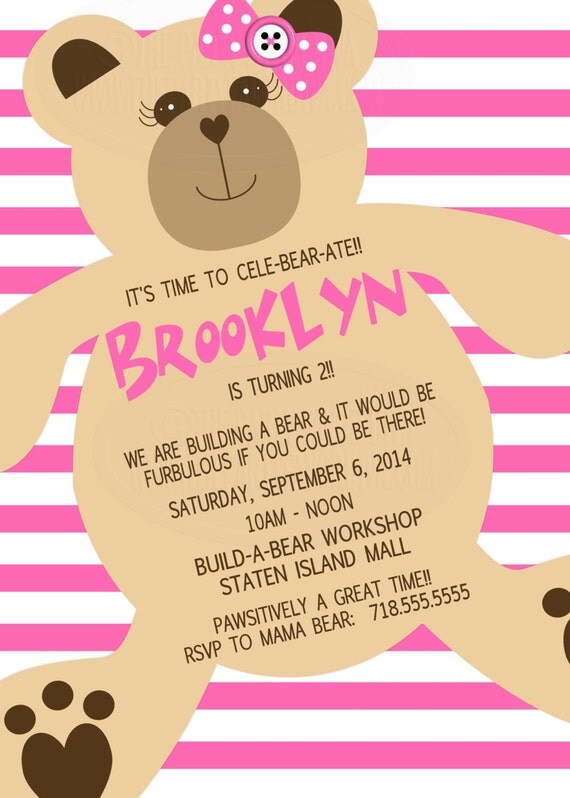 Build-A-Bear Inspired Invitation Build a Bear Invitation
