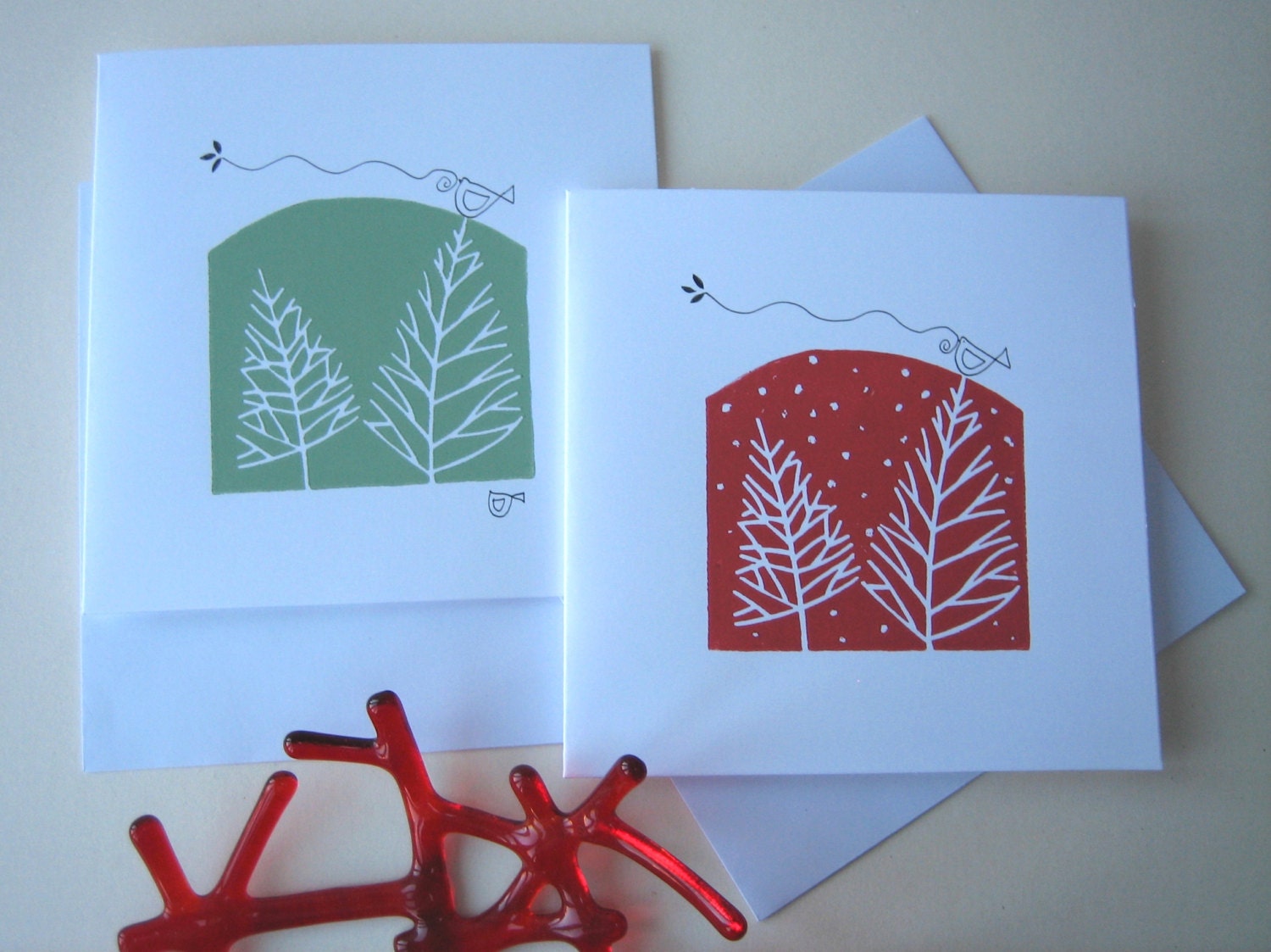 set-of-two-handmade-linocut-cards-winter-trees-and-snow