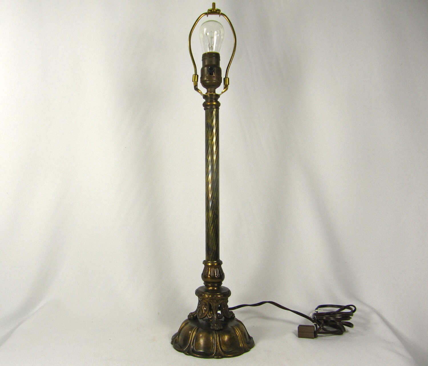Table Lamp Vintage Custom Made Heavy Deco Brass Antique Parts
