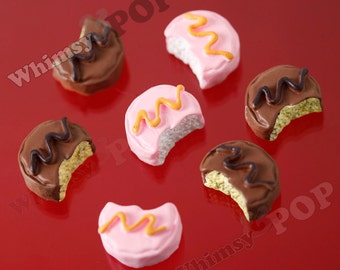 5 - Cupcake Cabochons, Cake Cabochons, Brown Pink Kawaii Iced Cupcake Resin Decoden Flatback Cabochons, 12mm x 16mm (R6-084)