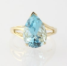 Blue Topaz Cocktail Ring - 10k Yellow Gold Genuine 7.87ct Pear Cut ...