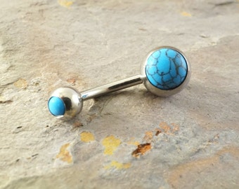 Turquoise Gemstone Belly Button Ring Jewelry