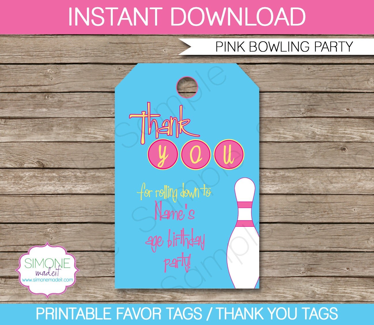 Bowling Favor Tags Thank You Tags Birthday Party Favors