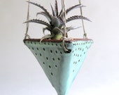 Hanging Planter - Geometric Triangle with Dots Design - Modern Home Decor - Aqua Mist - READY TO SHIP Hanging Planter - Geometric Triangle with Dots Design - Modern Home Decor - Aqua Mist - READY TO SHIP