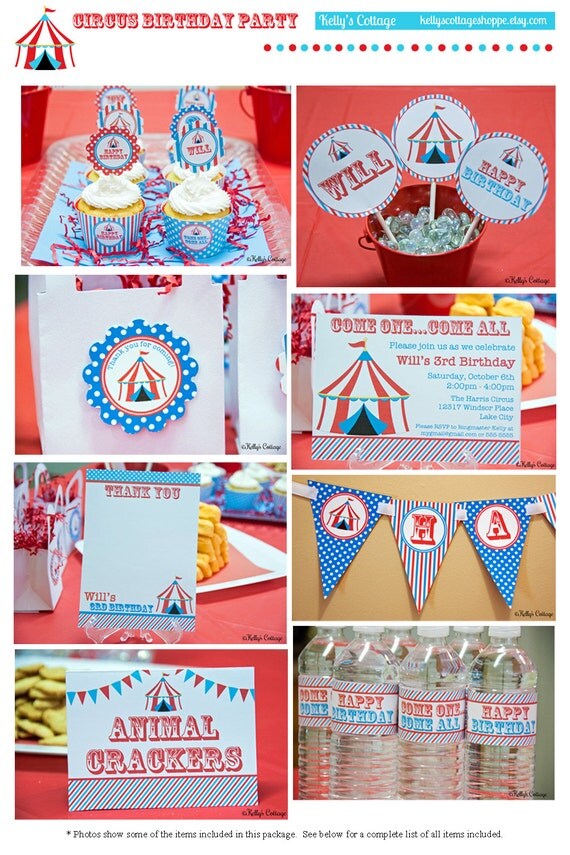 Circus Birthday Party Package...Custom, Printable DIY Package Il_570xn