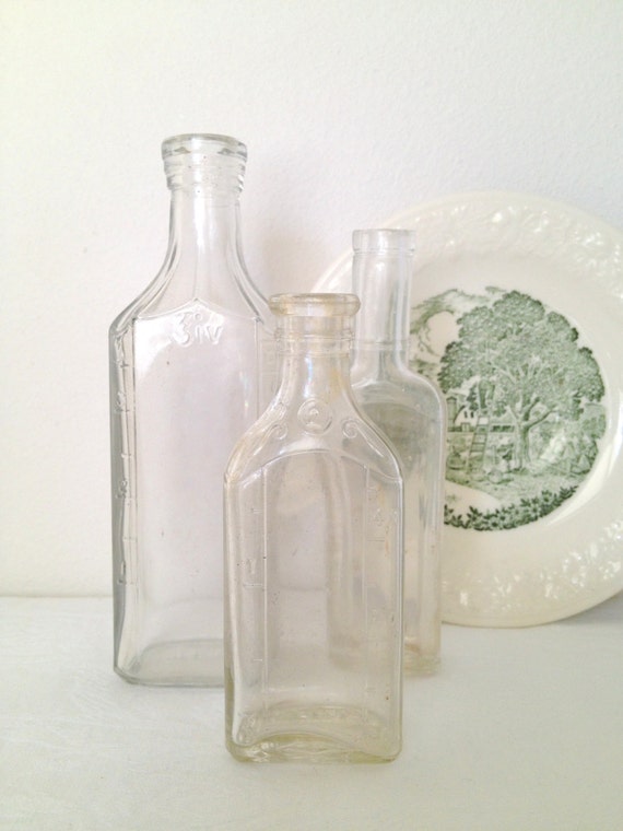 Vintage Glass Medicine Bottle Trio set of by TheLittleThingsVin