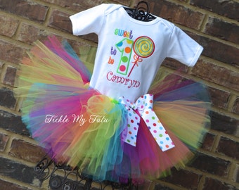 Polka Dot Candy Shop Birthday Tutu Outfit-Sweet Shoppe Birthday Tutu Outfit-Candy Themed Birthday Outfit