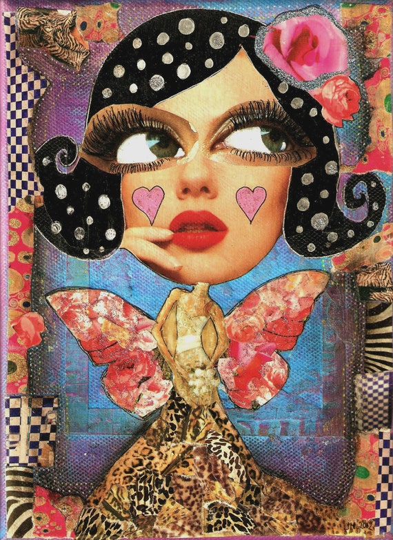 Mixed media girl art print 8 by 12 whimsical girl by ThisRosyLife