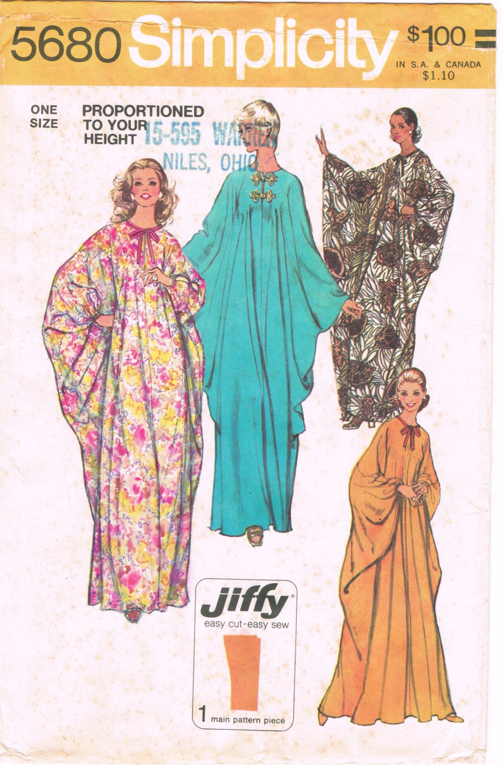 Simplicity 5680 Vintage 1970s Sewing Pattern Jiffy