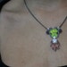 Upside down is best, shrink plastic necklace, original artwork, green (Free worldwide shipping)