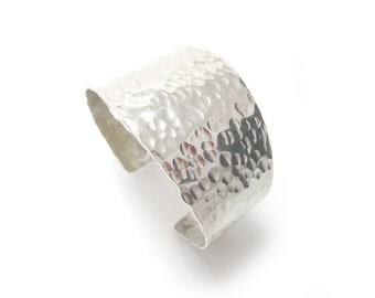 Hammered Silver Cuff - Wide Nickel Cuff Bracelet - Tapered Silver Cuff - Textured Nickel Silver Cuff Bracelet - Hammered Metal Bracelet Cuff