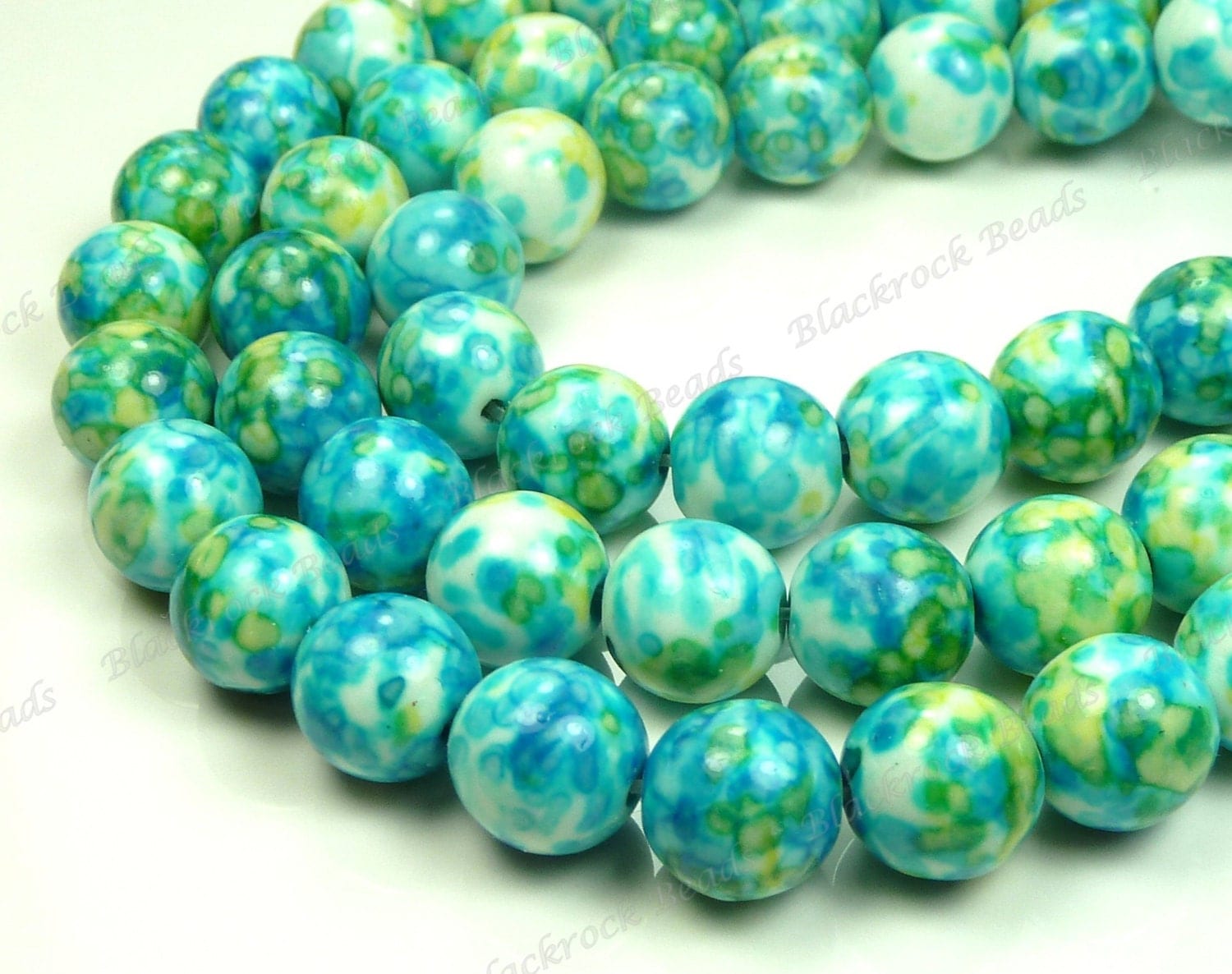 8mm Rain Flower Stone Ocean Jade Round Gemstone Beads 24pcs
