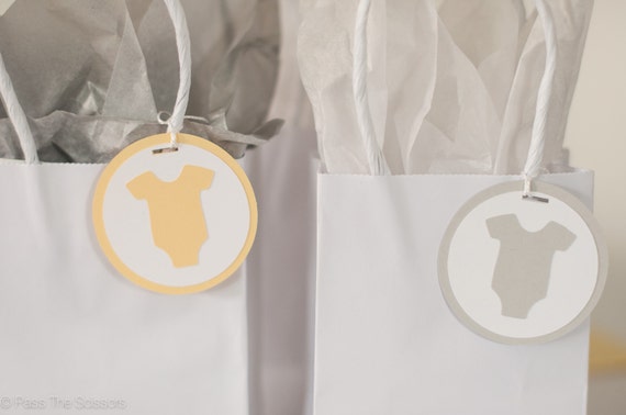 Baby Shower Decoration Bodysuit Tags Yellow Grey Il_570xn