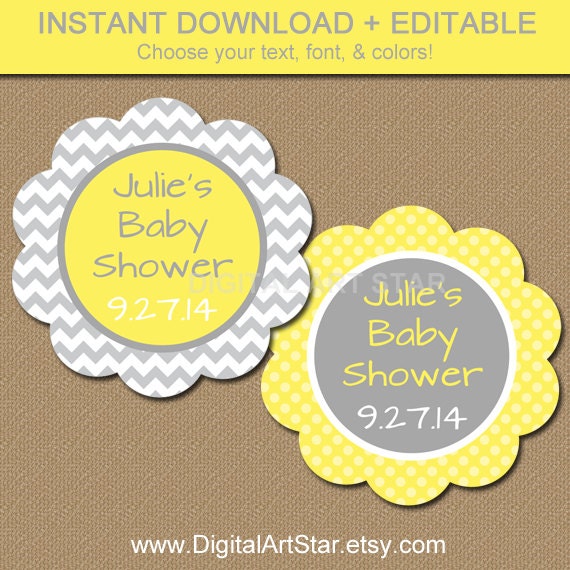 Baby Shower Favor Tags DIY Printable Thank You by digitalartstar