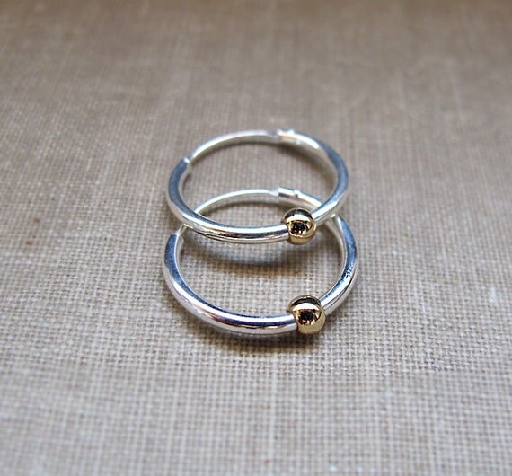 Ball Endless Hoop Earrings in Sterling Silver and 14K Gold