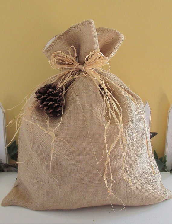 Items similar to Burlap gift bag, XLarge. Reusable and adorable. on Etsy